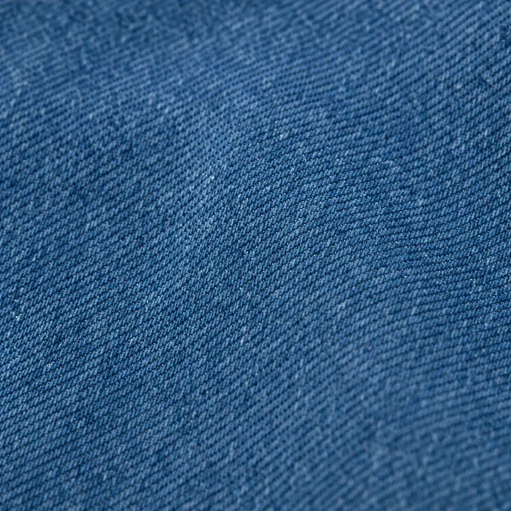 Angled Denim – Asymmetric Button Stand-Collar Denim-Look Jacket