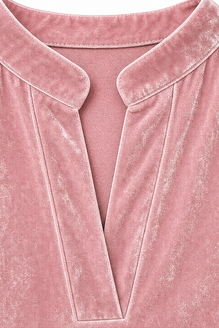 Decis Draped V-Neck Velvet-look Top - Elena Harper