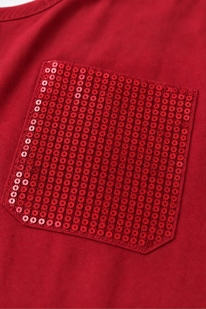 Duskglint Sequin Pocket Panel Button-Down Top - Elena Harper