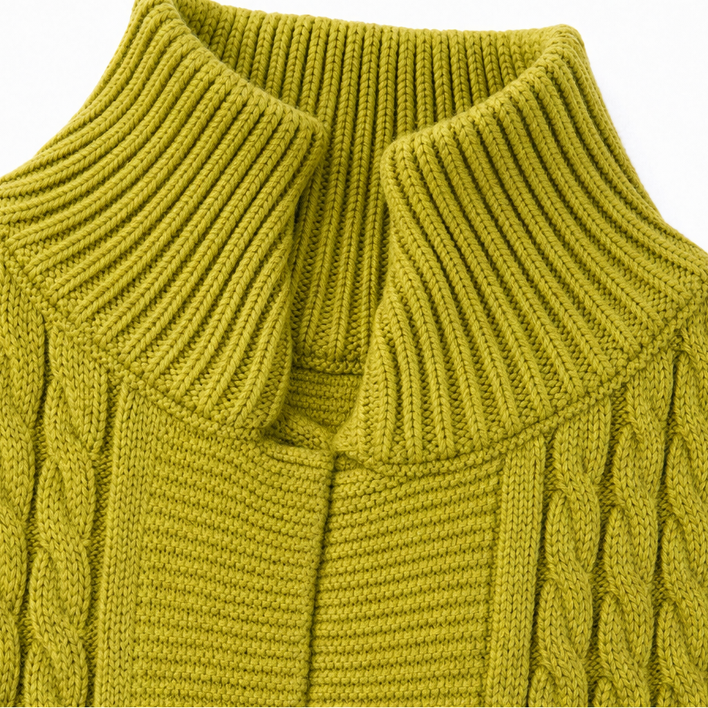 Cablemere High Collar Cable-Knit Duster Cardigan - Elena Harper