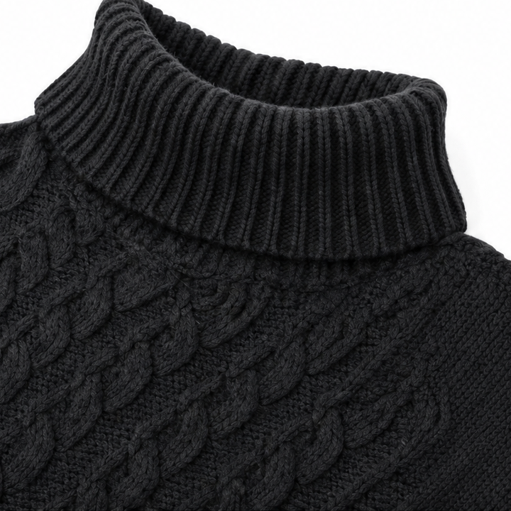 Cabelune Cable-Knit Asymmetric Poncho Sweater - Elena Harper