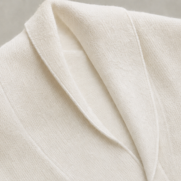 Antonia – Draped Shawl-Collar V-Neck Sweater