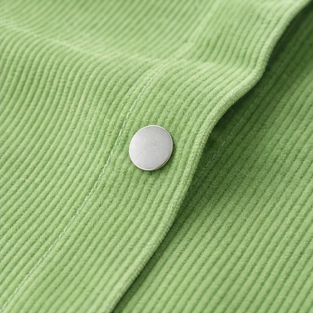 Cordelia Fine-Ribbed Corduroy-Look Button-Front Shirt - Elena Harper