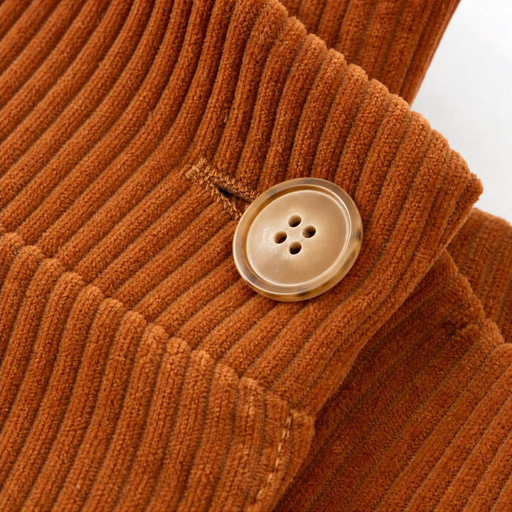 Draperie Asymmetric Button-Wrap Corduroy Top - Elena Harper