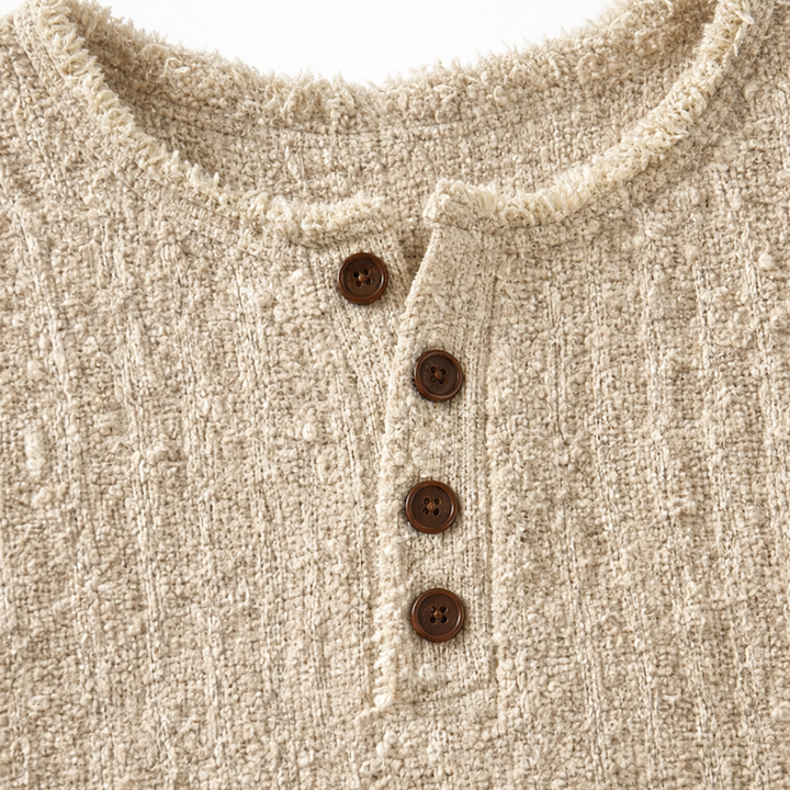 Autumbre Chunky Knit Button Henley Sweater - Elena Harper