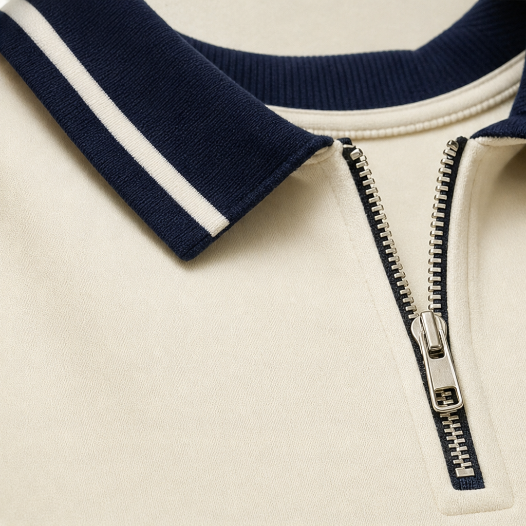 Dorellia Contrast-Stripe Half-Zip Polo Dress - Elena Harper