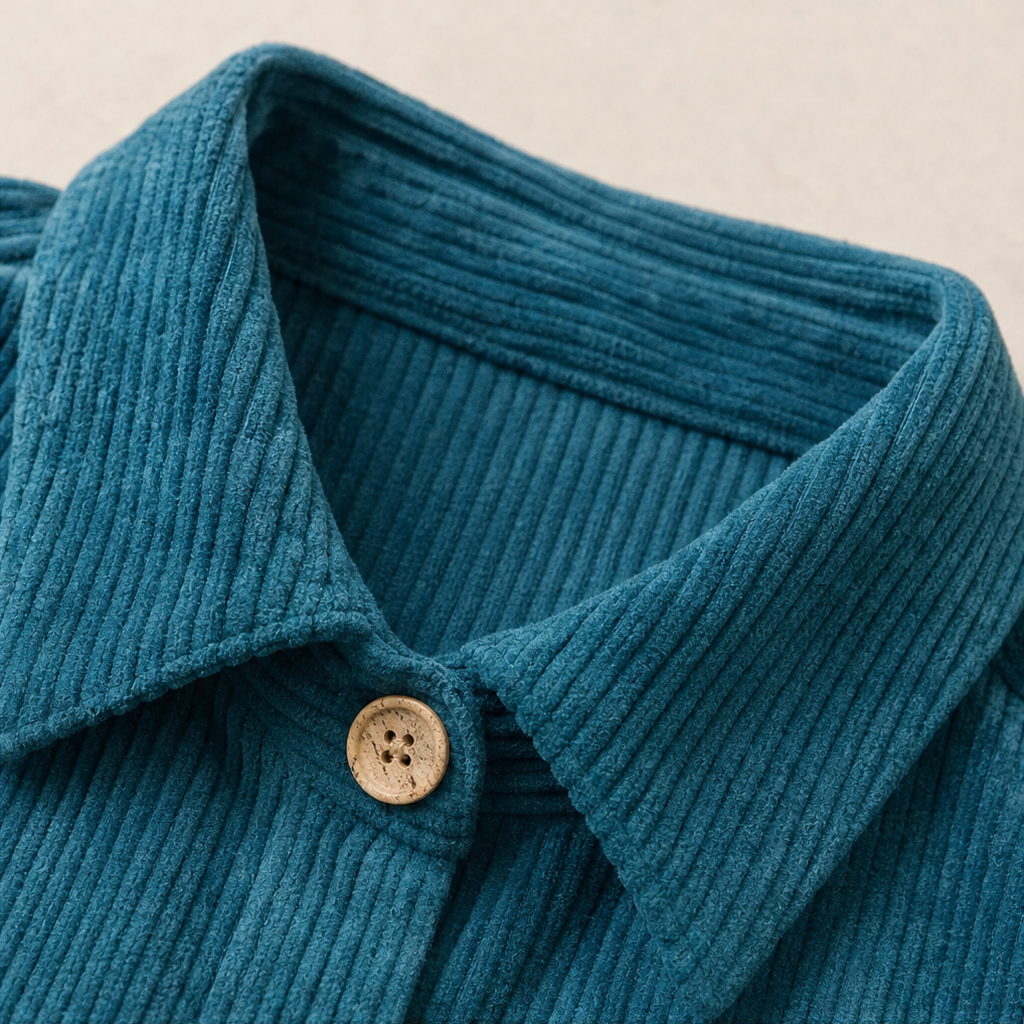 Corfield Diagonal Button Ribbed Corduroy Shacket - Elena Harper