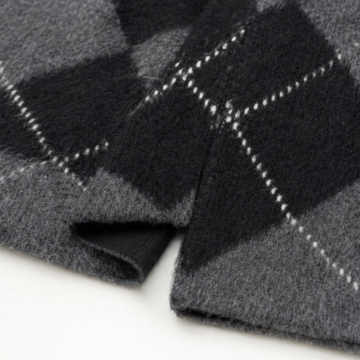 Argyline Argyle Knit High-Neck Top And Skirt Set - Elena Harper