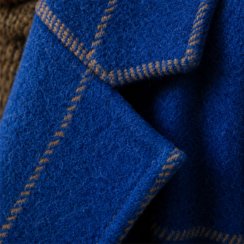 Checkwell Royal Blue Checkered Two-Button Coat - Elena Harper