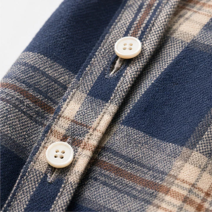 Caledon Plaid Button-Front Long-Sleeve Blouse - Elena Harper