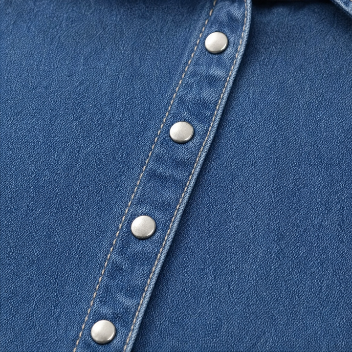 Easewell Lightweight Denim-Look Midi Shirt Dress - Elena Harper
