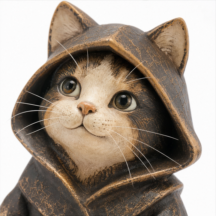 Courtly Cats – Candle-Holding Cat Monk Figurine