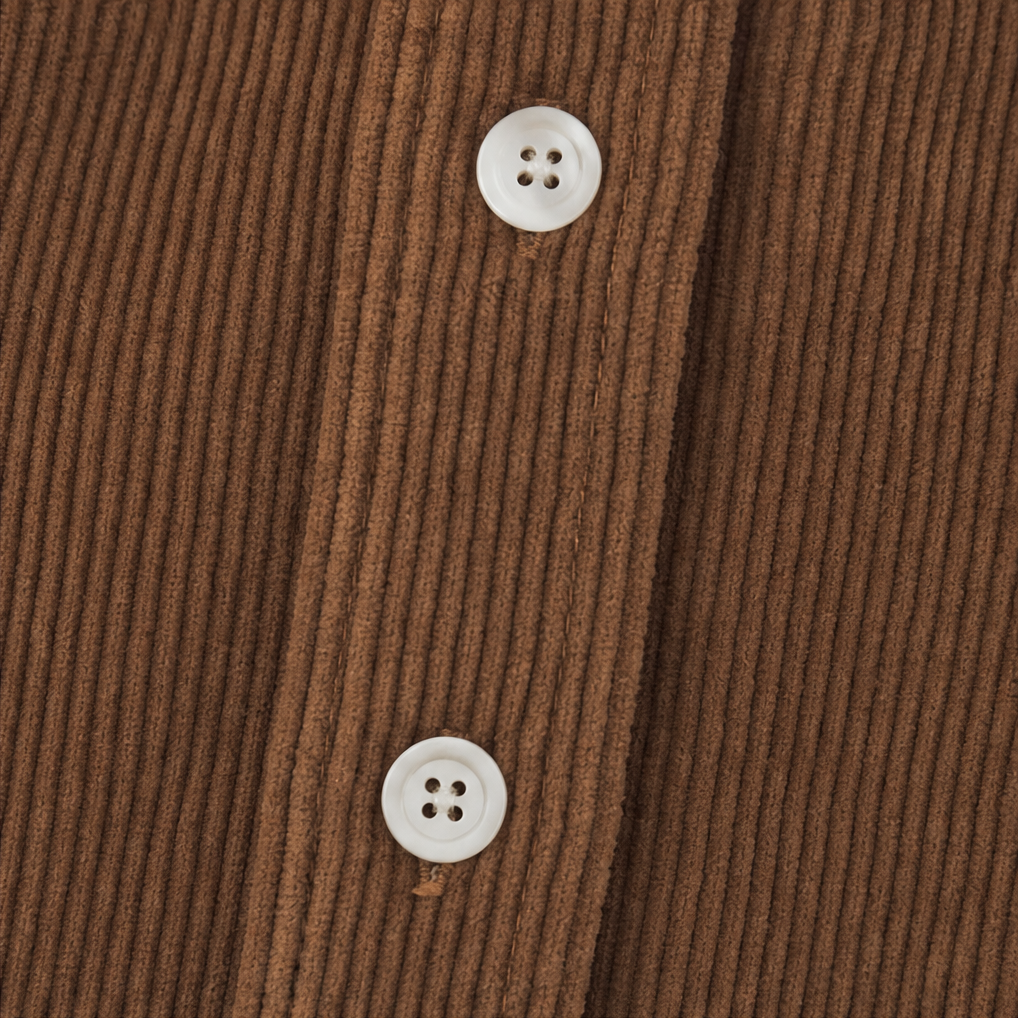 Corvella Ribbed Corduroy Button-Front Shirt Dress - Elena Harper