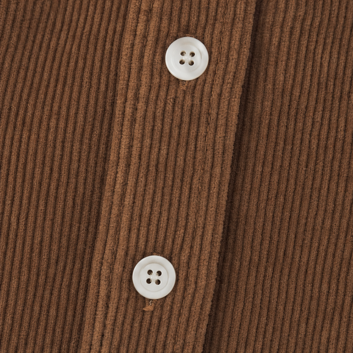 Corvella Ribbed Corduroy Button-Front Shirt Dress - Elena Harper