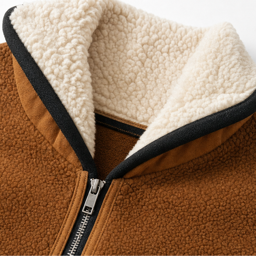 Cozyform Sherpa Collar Colorblock Half-Zip Pullover - Elena Harper