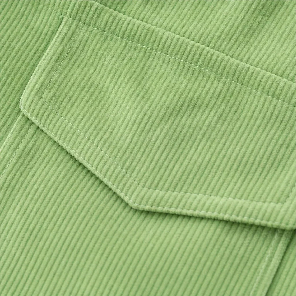 Cordelia Fine-Ribbed Corduroy-Look Button-Front Shirt - Elena Harper