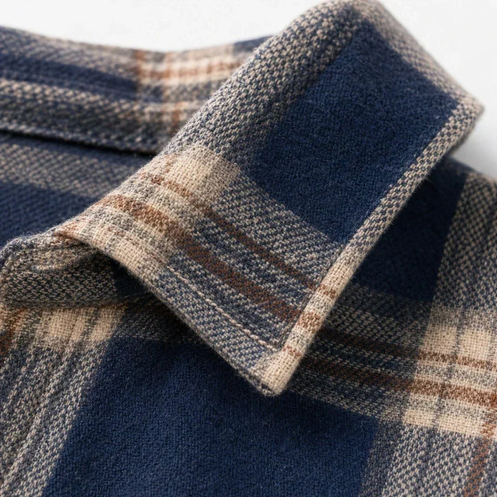 Caledon Plaid Button-Front Long-Sleeve Blouse - Elena Harper