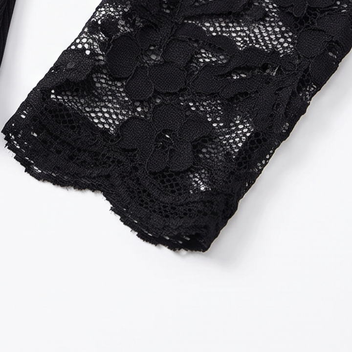 Curvella Ribbed Scallop Lace-Look Trim Fitted Top - Elena Harper
