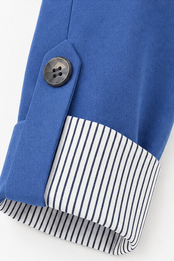 Cuffley Striped-Cuff Roll-Sleeve Tailored Blazer - Elena Harper