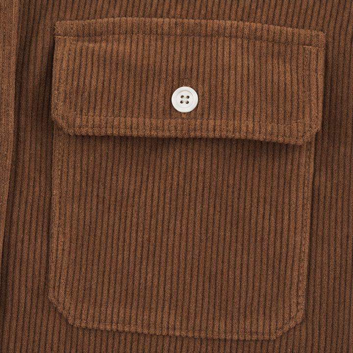 Corvella Ribbed Corduroy Button-Front Shirt Dress - Elena Harper