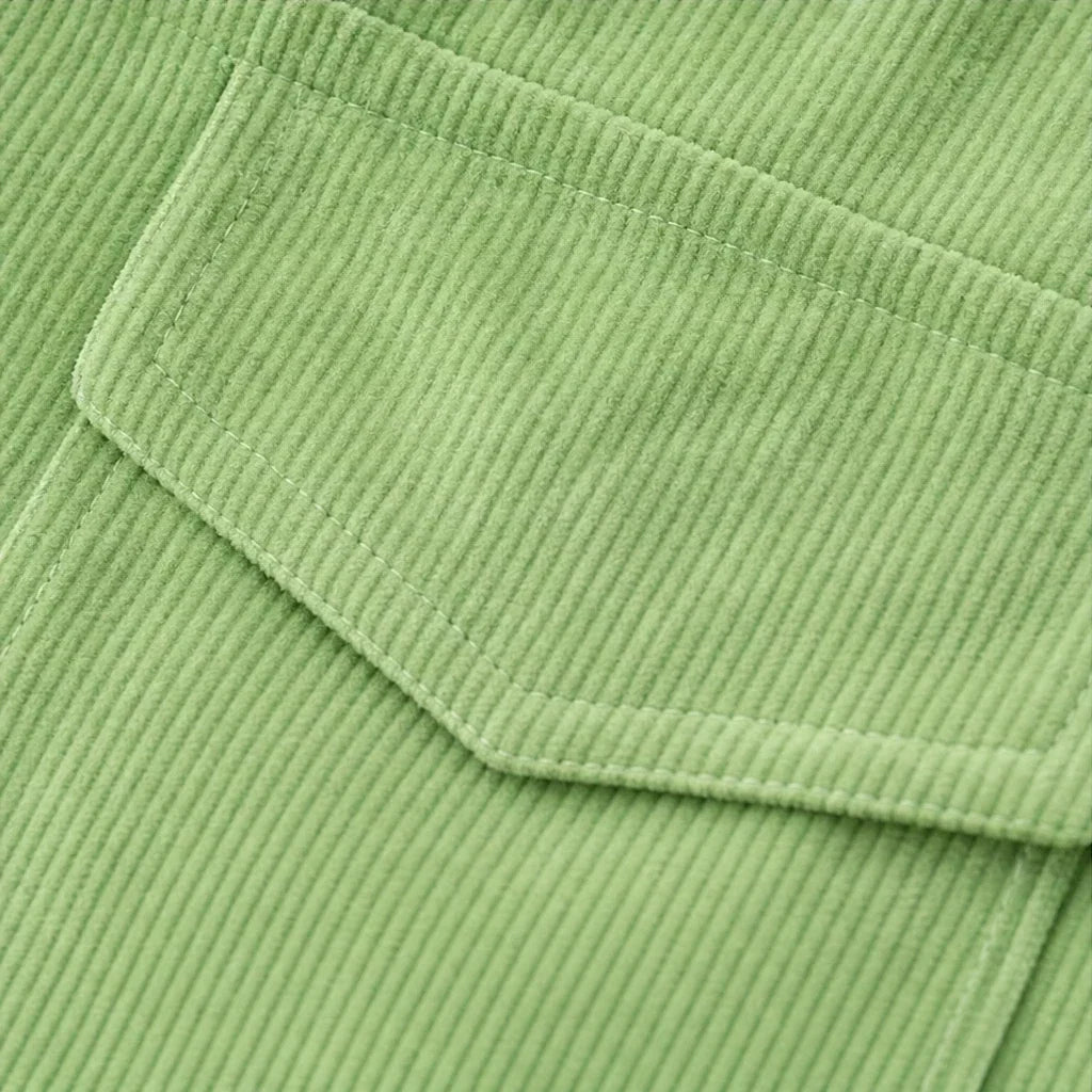 Cordelia Fine-Ribbed Corduroy-Look Button-Front Shirt - Elena Harper