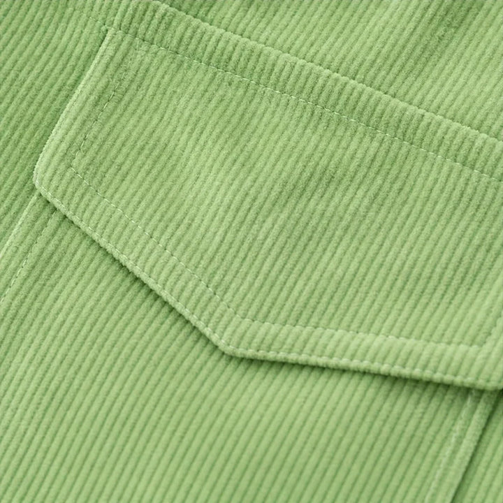 Cordelia Fine-Ribbed Corduroy-Look Button-Front Shirt - Elena Harper