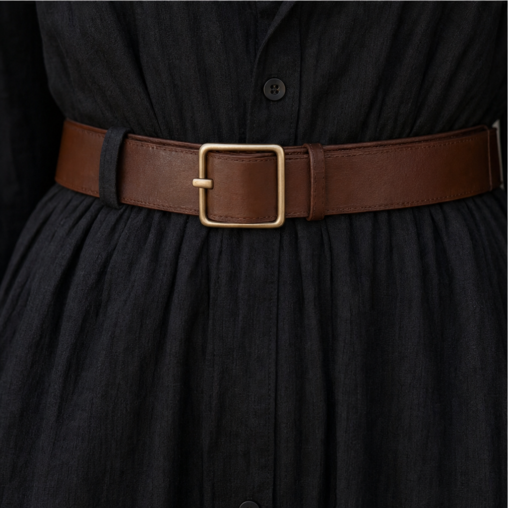 Beltelle – Long-Sleeve Belted Maxi Shirt Dress