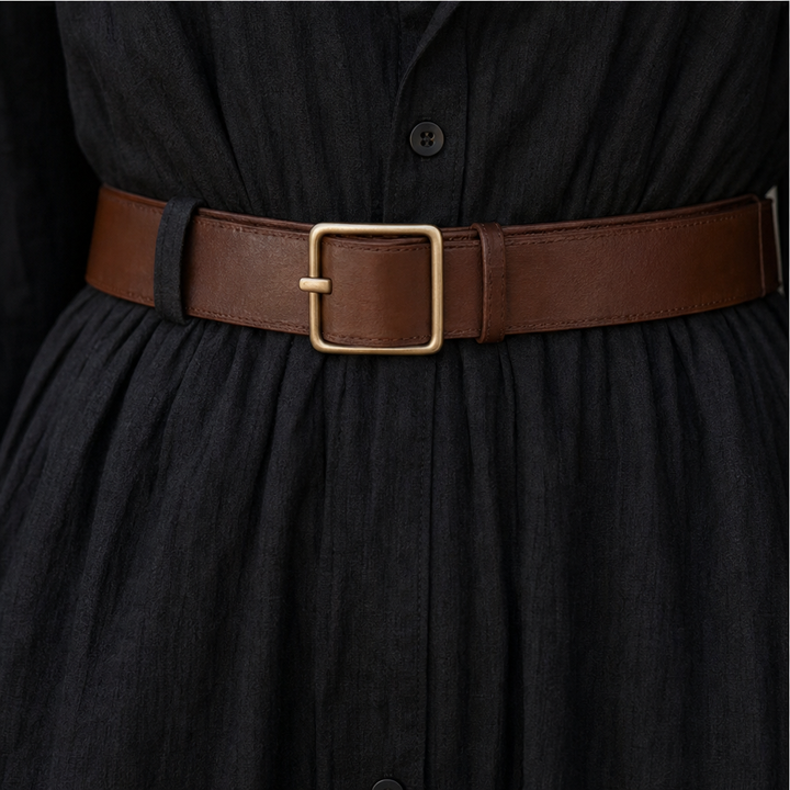 Beltelle – Long-Sleeve Belted Maxi Shirt Dress