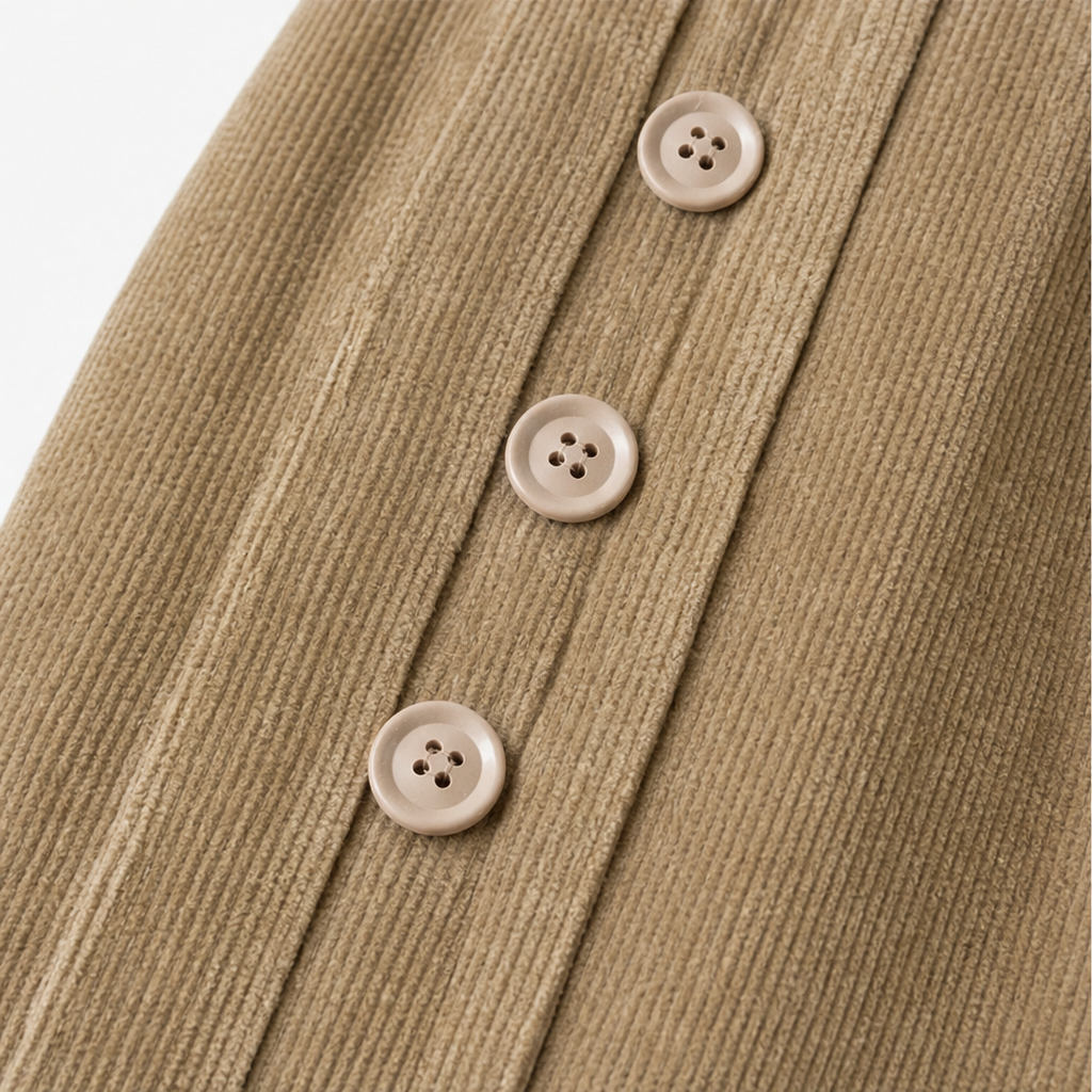 Cozelle Side-Button Barrel Leg Corduroy Pants - Elena Harper