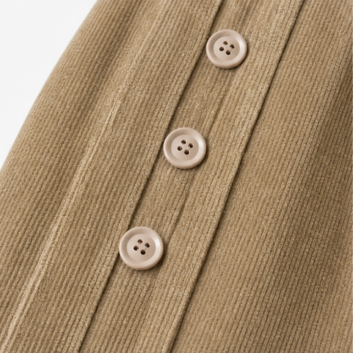 Cozelle Side-Button Barrel Leg Corduroy Pants - Elena Harper