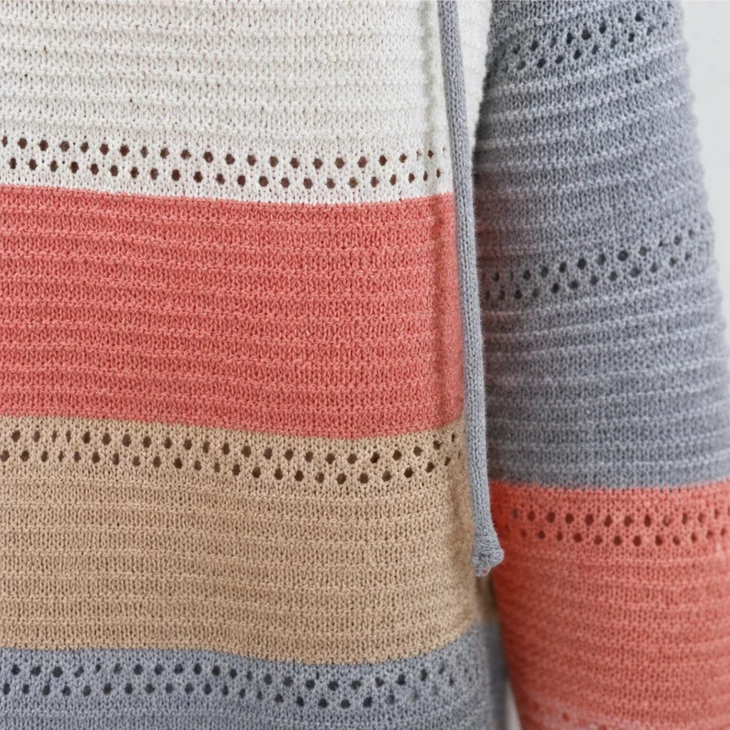 Colora Knit – Striped Hollow-Knit Hoodie