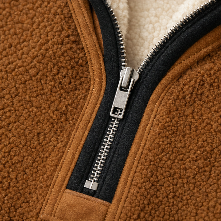 Cozyform Sherpa Collar Colorblock Half-Zip Pullover - Elena Harper