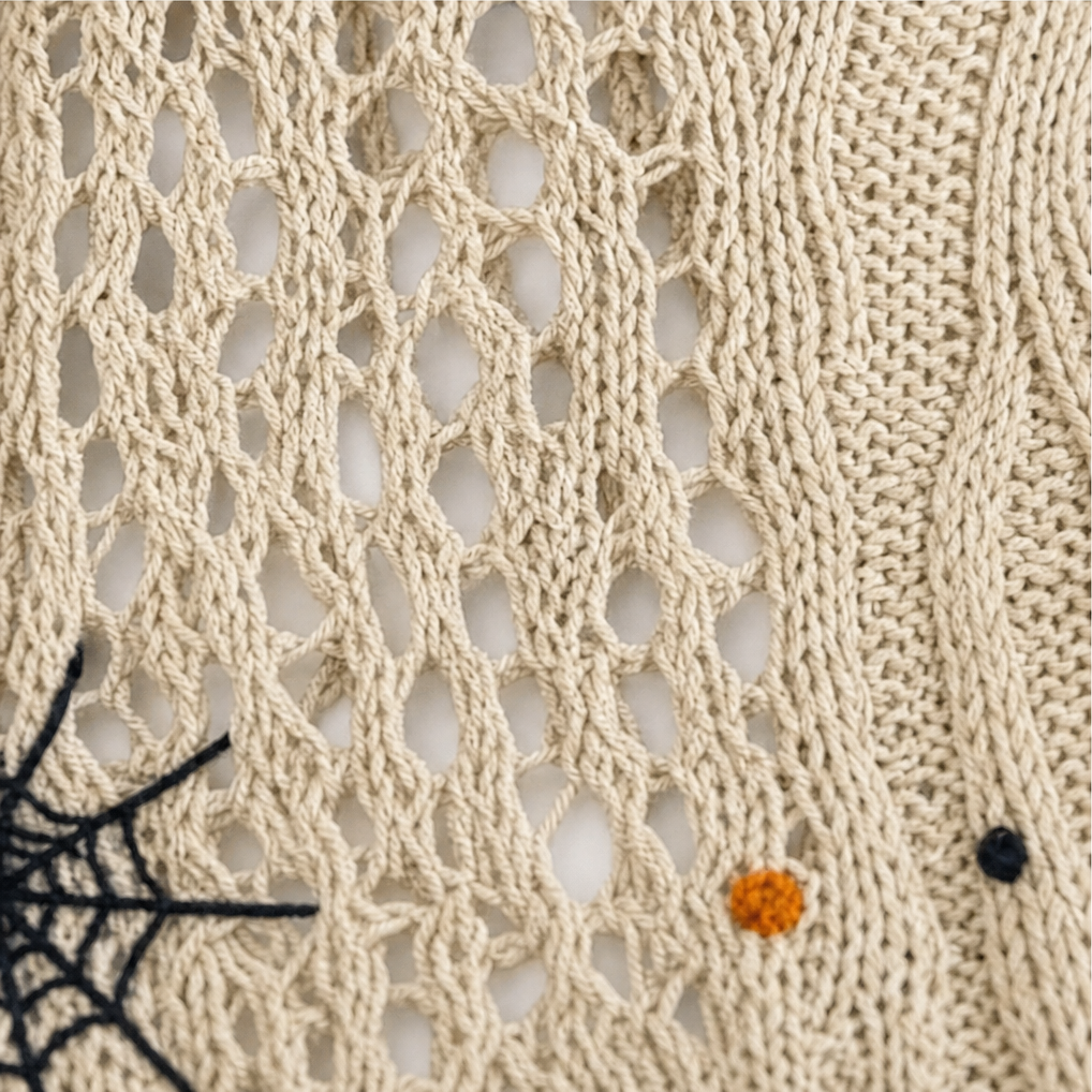 Amberknit Open-Knit Crochet Pumpkin Sweater - Elena Harper