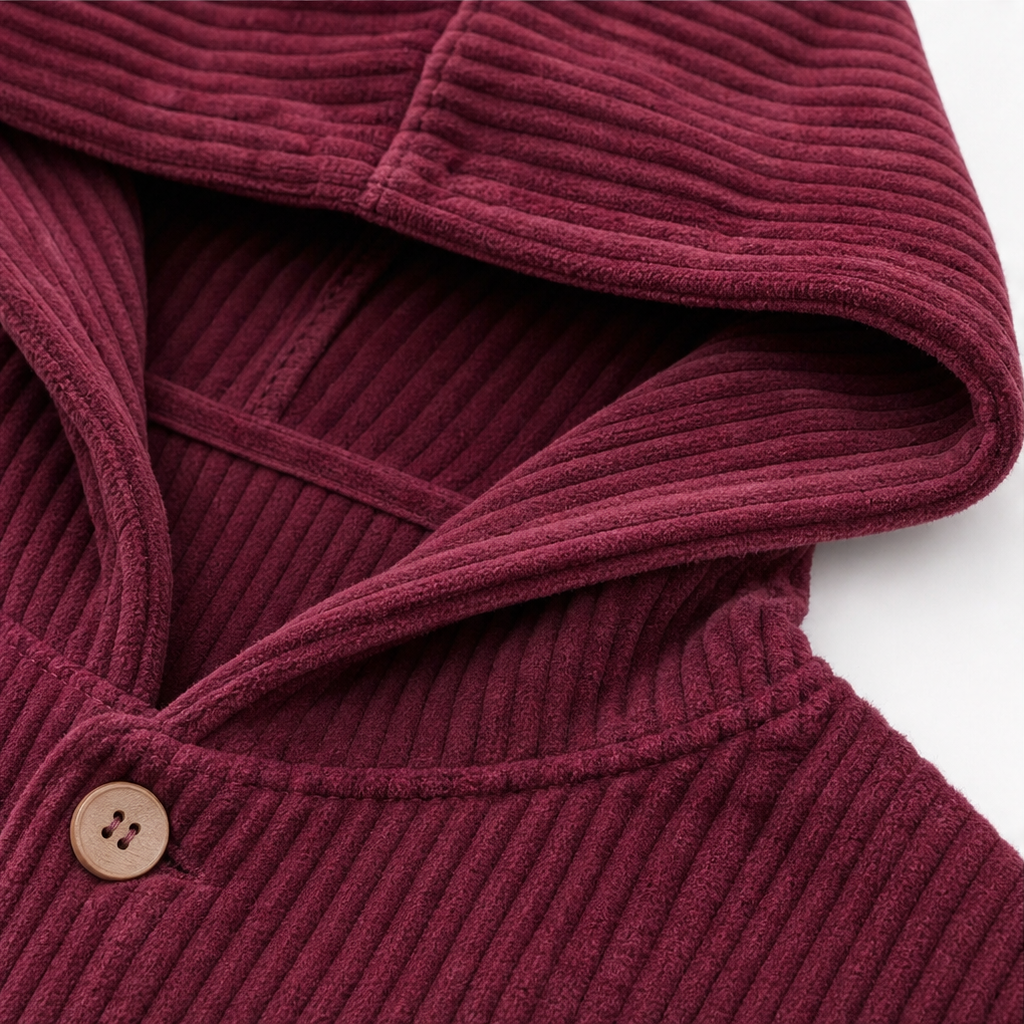 Corduvie Ribbed Corduroy Hooded Overshirt - Elena Harper