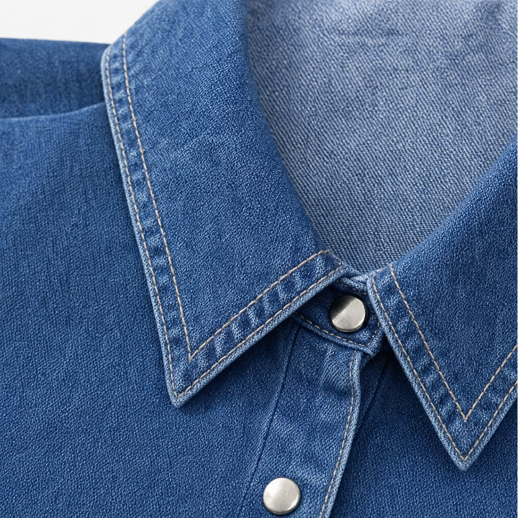 Easewell Lightweight Denim-Look Midi Shirt Dress - Elena Harper