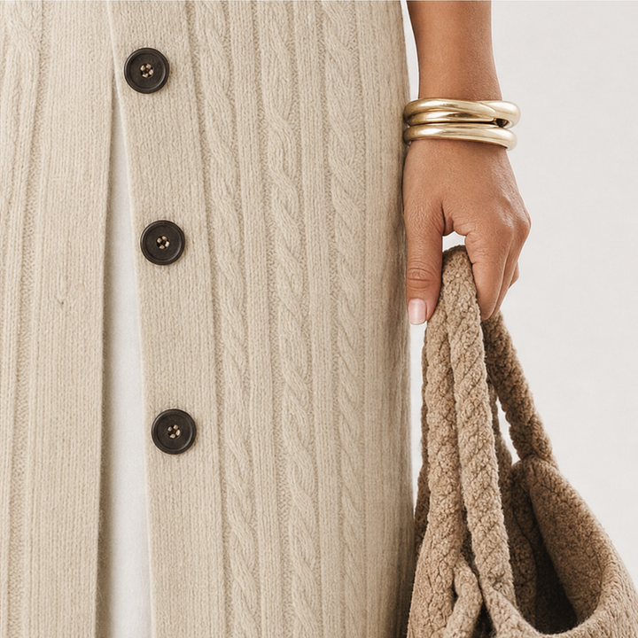 Cablewick Vertical Cable-Knit Open-Front Duster Cardigan - Elena Harper