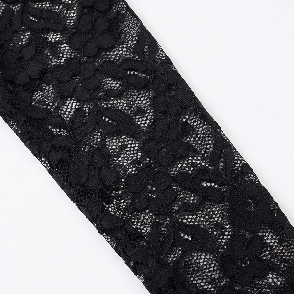 Curvella Ribbed Scallop Lace-Look Trim Fitted Top - Elena Harper
