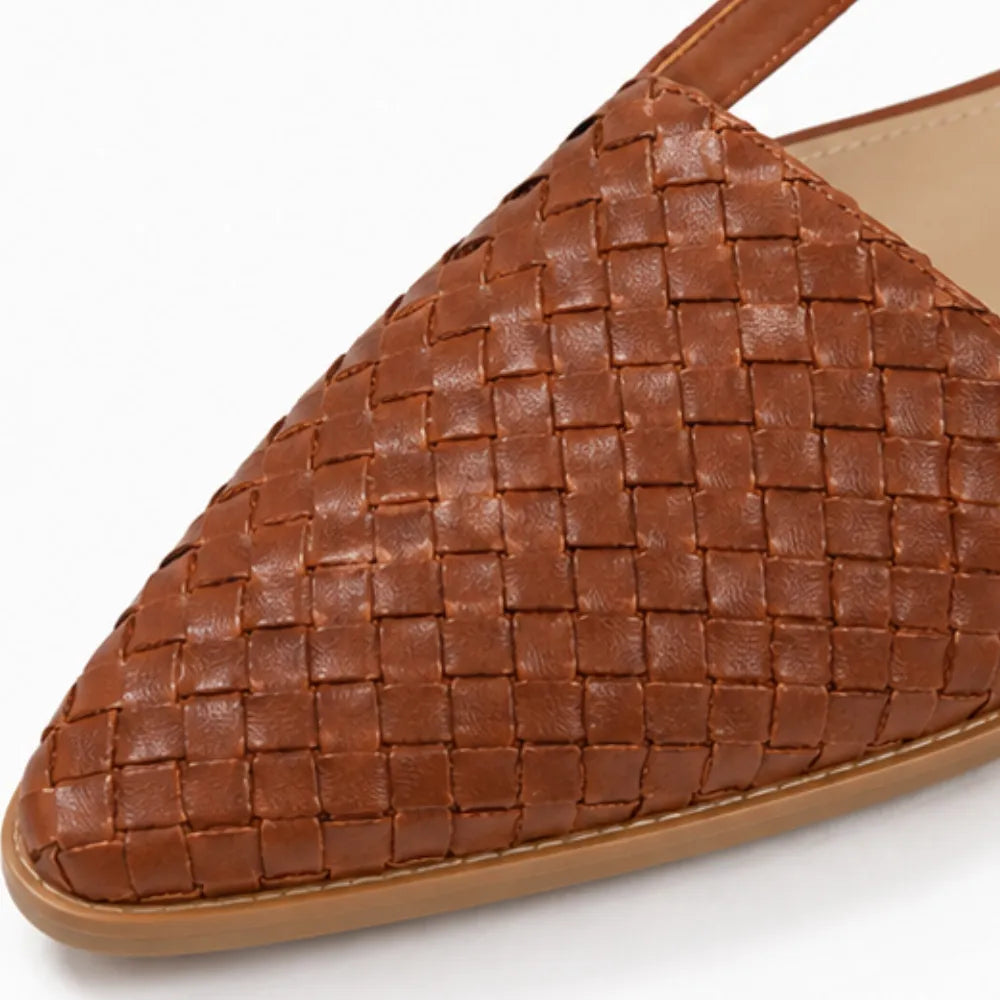 Aurora Woven Leather-Look Slingback Flats for Women - Elena Harper