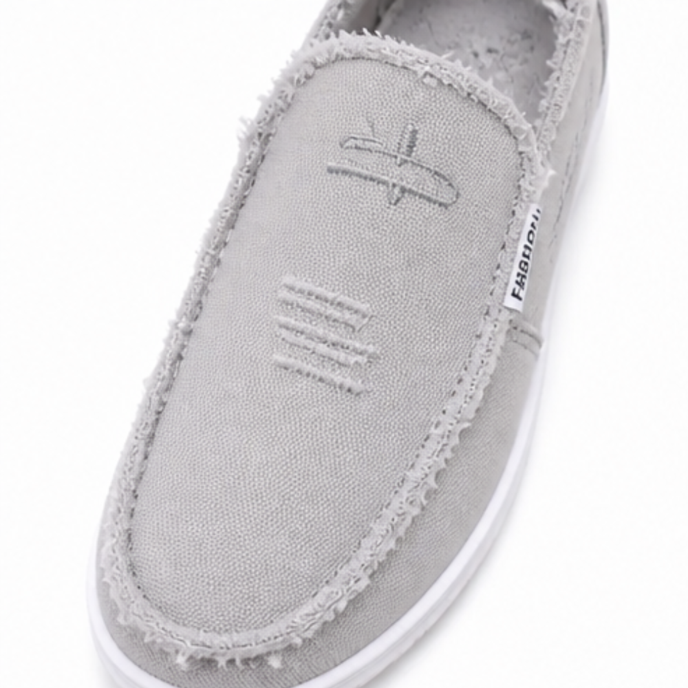 Breeza Women's Distressed Canvas Slip-On Loafers with Frayed Edges - Elena Harper