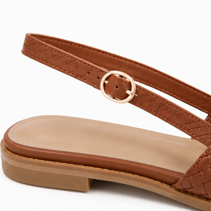 Aurora Woven Leather-Look Slingback Flats for Women - Elena Harper