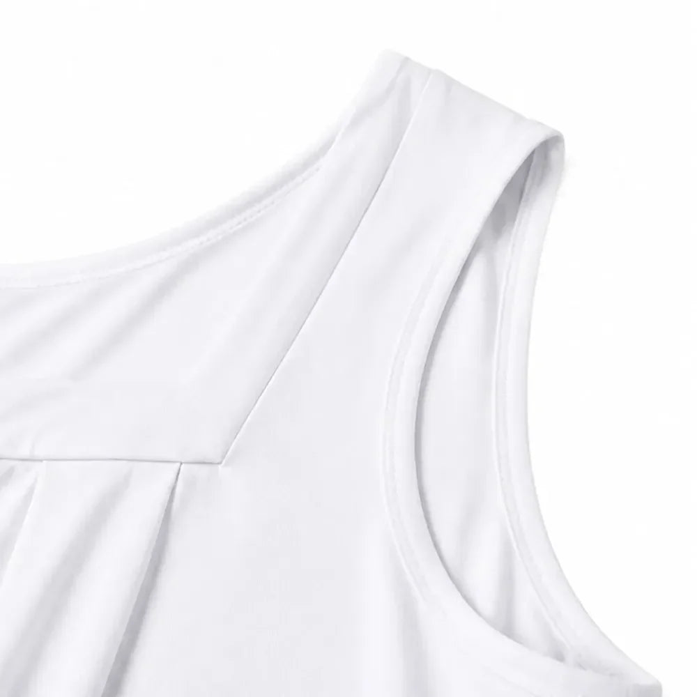 Bellara Pleated Square Neck Tank Top for Women, Loose Fit Summer Blouse - Elena Harper