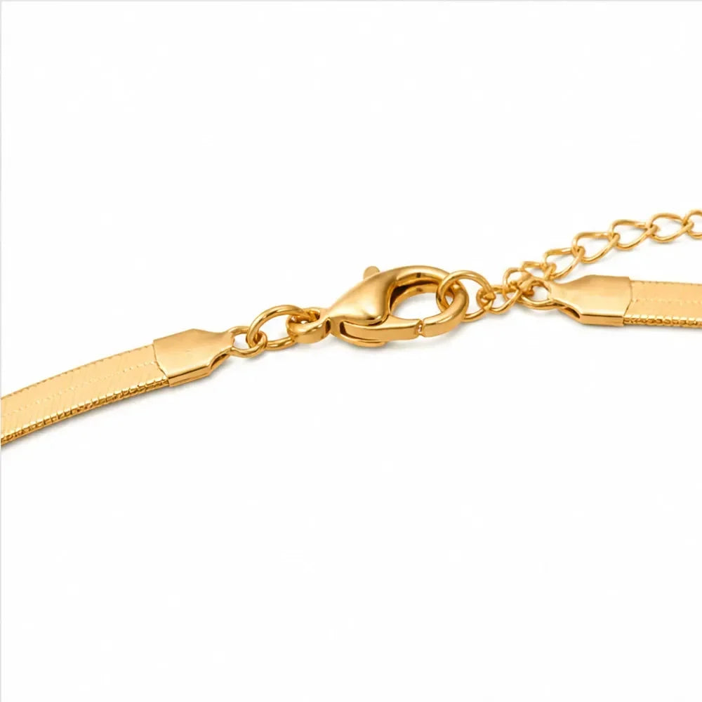 Aurenza Gold necklace and earring set, textured medallion, flat snake chain - Elena Harper