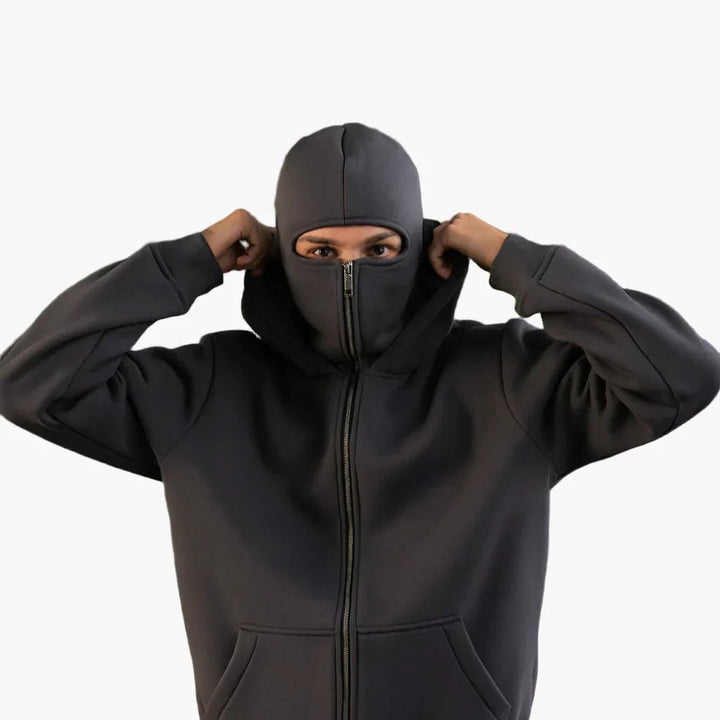 Unisex Urban Tech Zip Hoodie with Face Mask