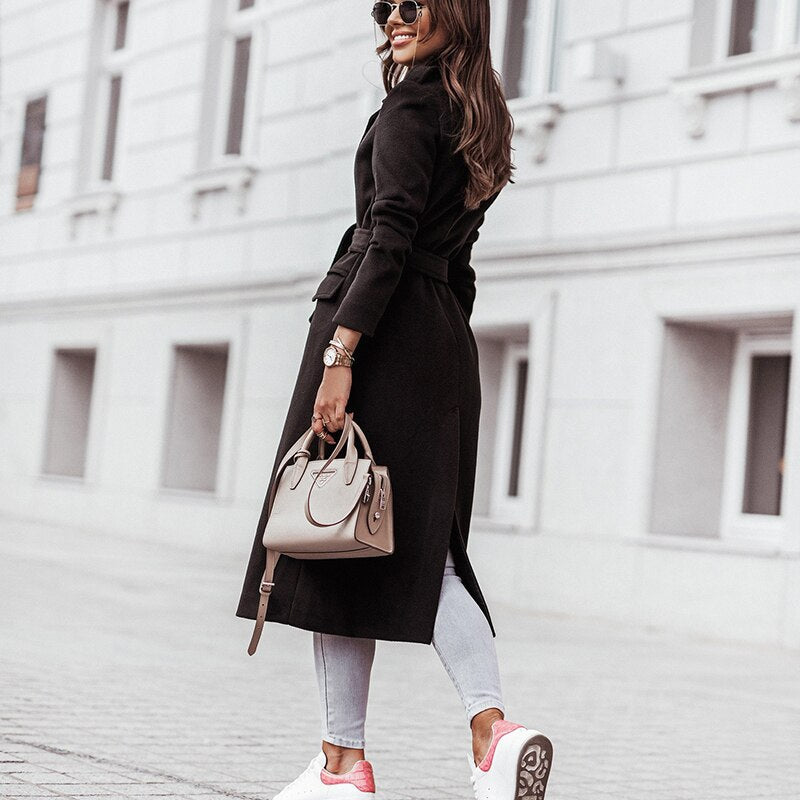 Helene Women's Long Coat in Casual Street Style, view 5 - Elena Harper