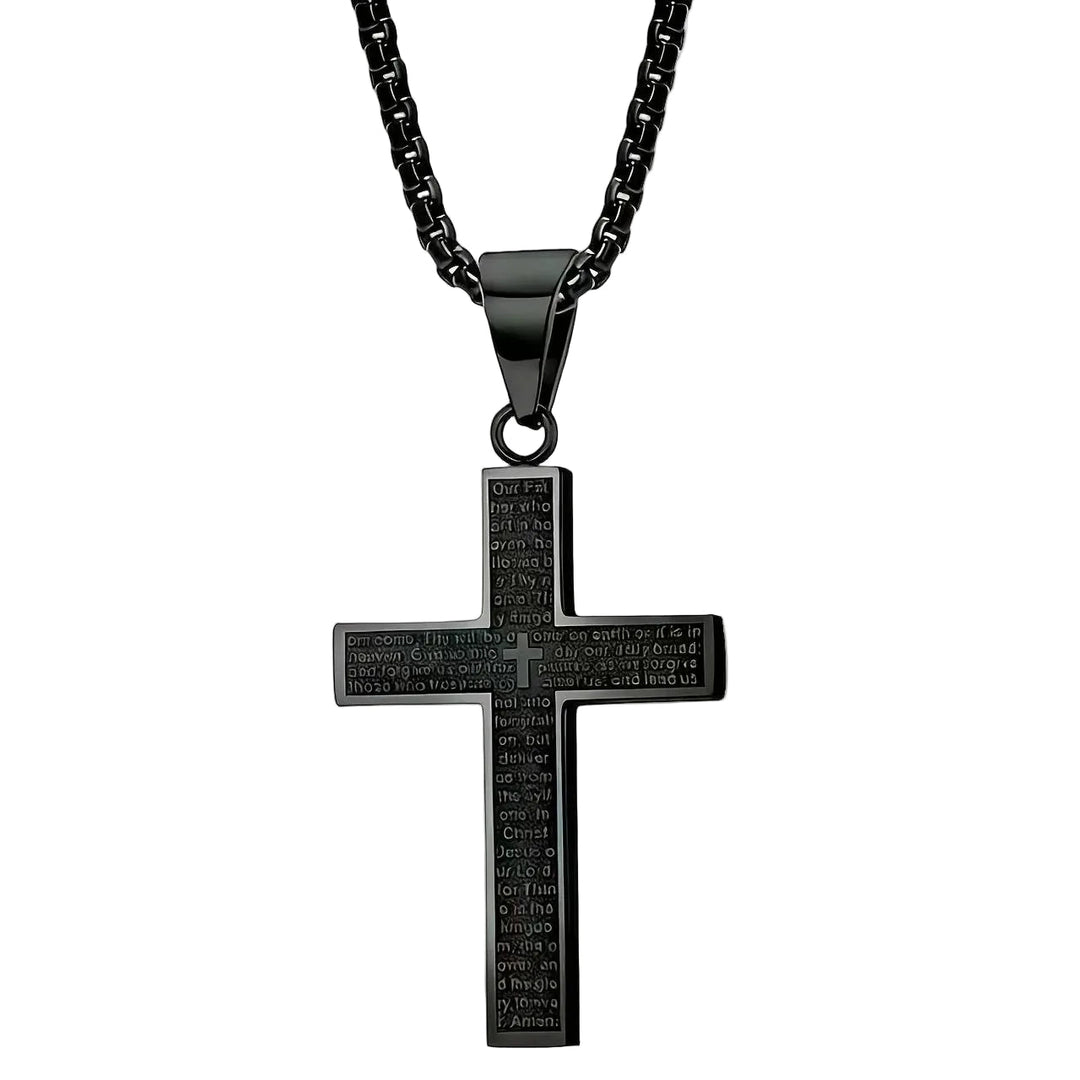 Engraved Cross Necklace for Men