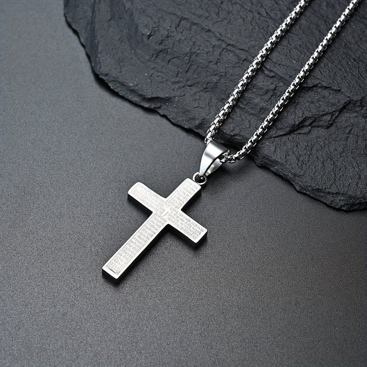 Engraved Cross Necklace for Men