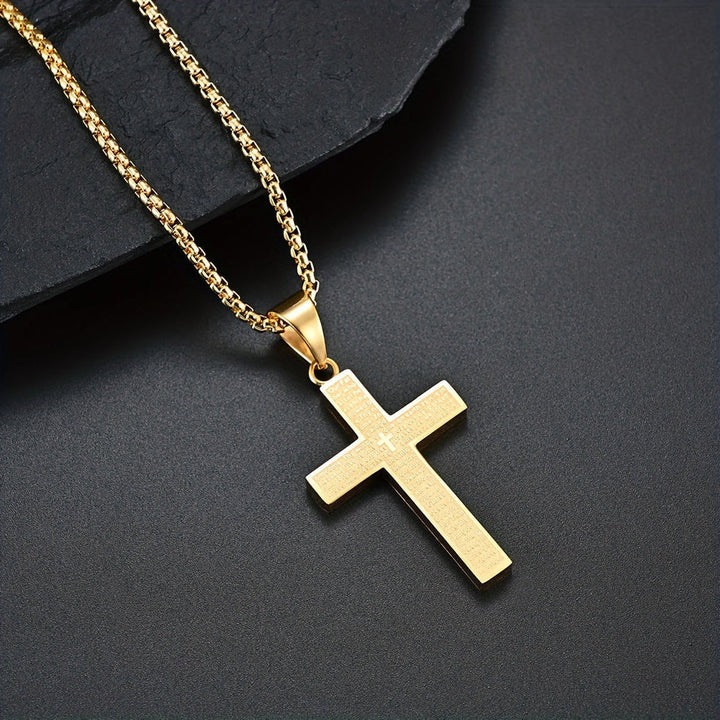 Engraved Cross Necklace for Men