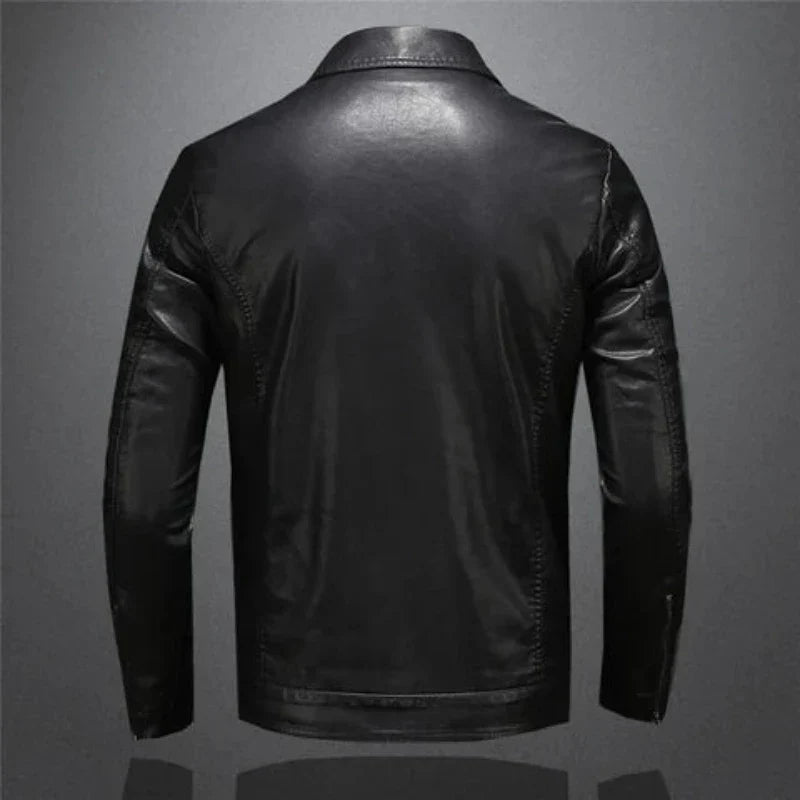 Marc - Elegant Leather Jacket with Flap Pockets
