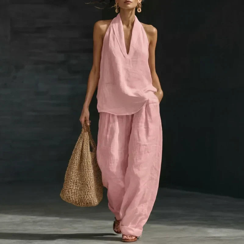 Ainhoa Two-Piece Set with Linen Texture - Elena Harper