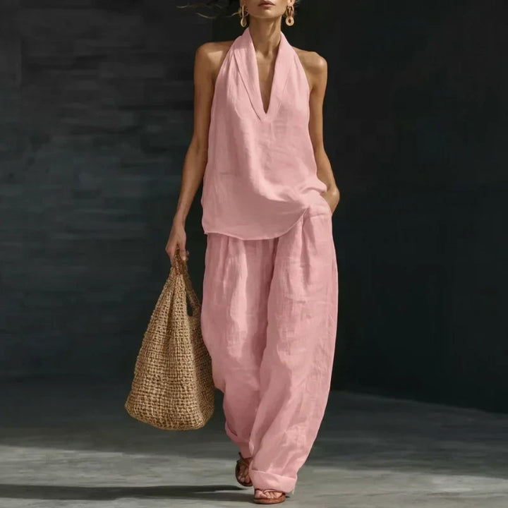 Ainhoa Two-Piece Set with Linen Texture - Elena Harper